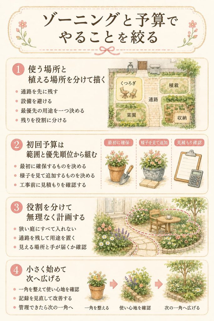 ゾーニングと予算でやることを絞る