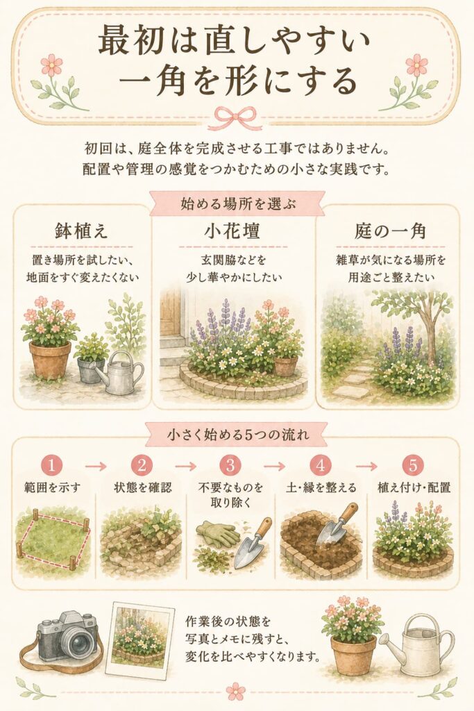 最初は直しやすい一角を形にする