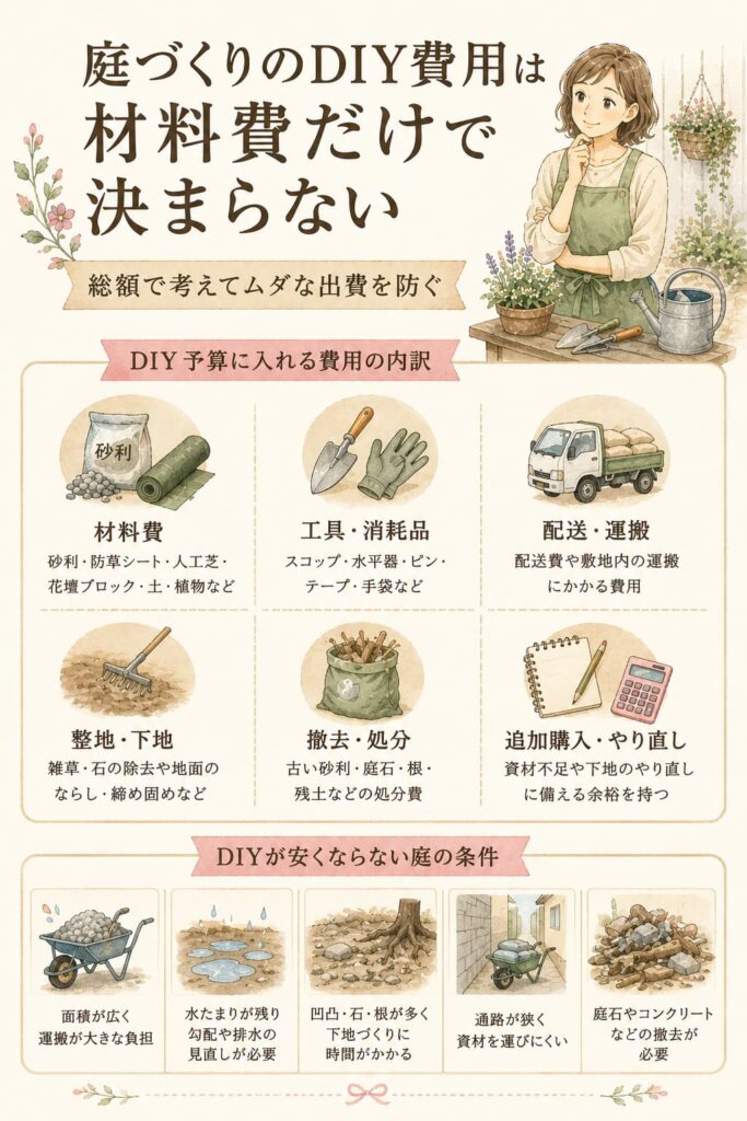 庭づくりのDIY費用は材料費だけで決まらない