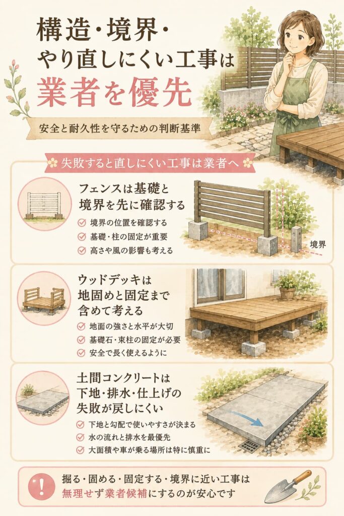 構造・境界・やり直しにくい工事は業者を優先