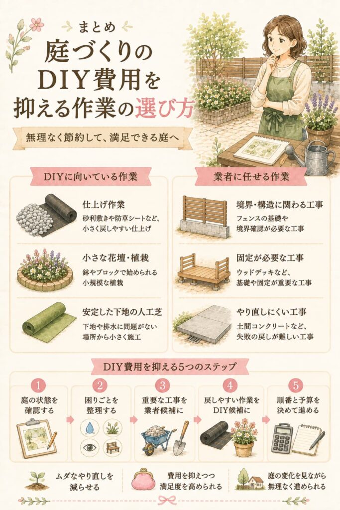 庭づくりのDIY費用を抑える作業の選び方