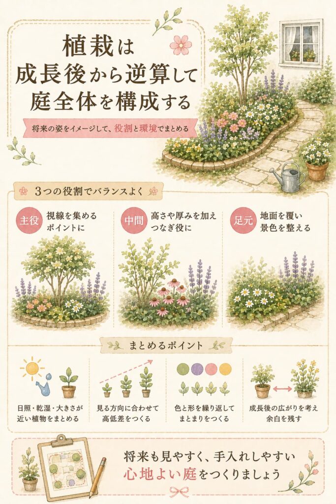 植栽は成長後から逆算して庭全体を構成する