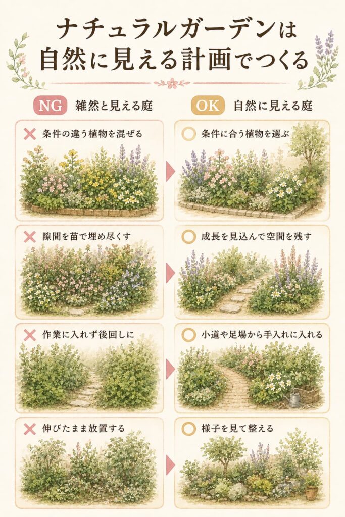 ナチュラルガーデンは自然に見える計画でつくる