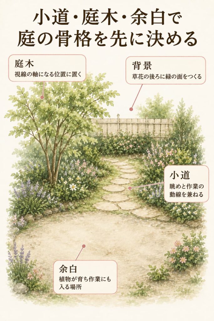小道・庭木・余白で庭の骨格を先に決める