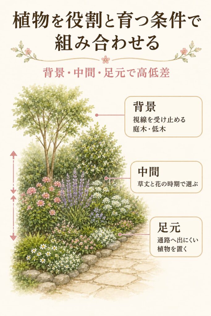 植物を役割と育つ条件で組み合わせる
