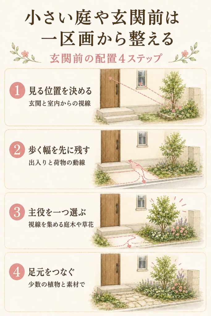 小さい庭や玄関前は一区画から整える