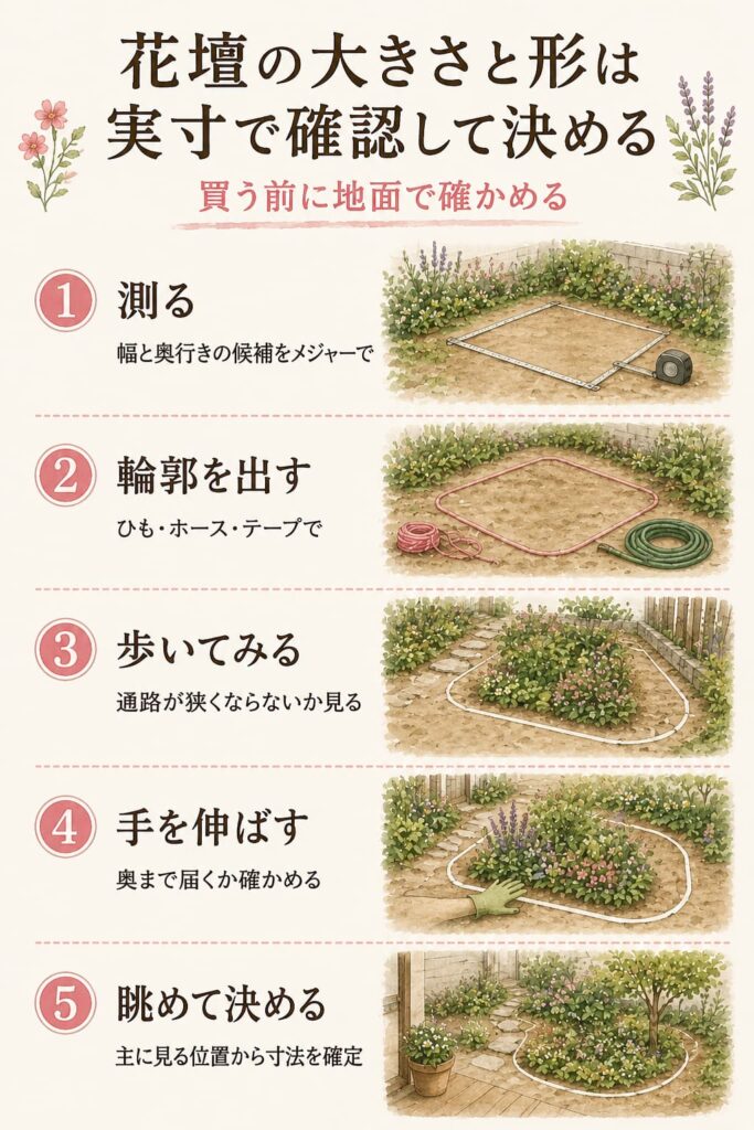 花壇の大きさと形は実寸で確認して決める