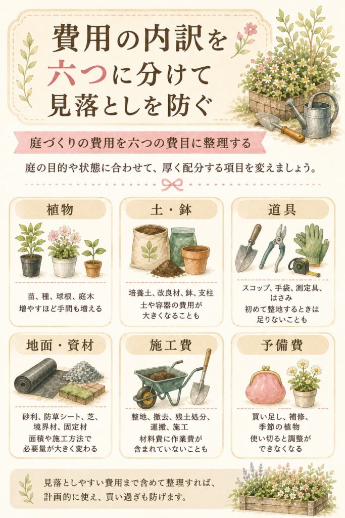 費用の内訳を六つに分けて見落としを防ぐ