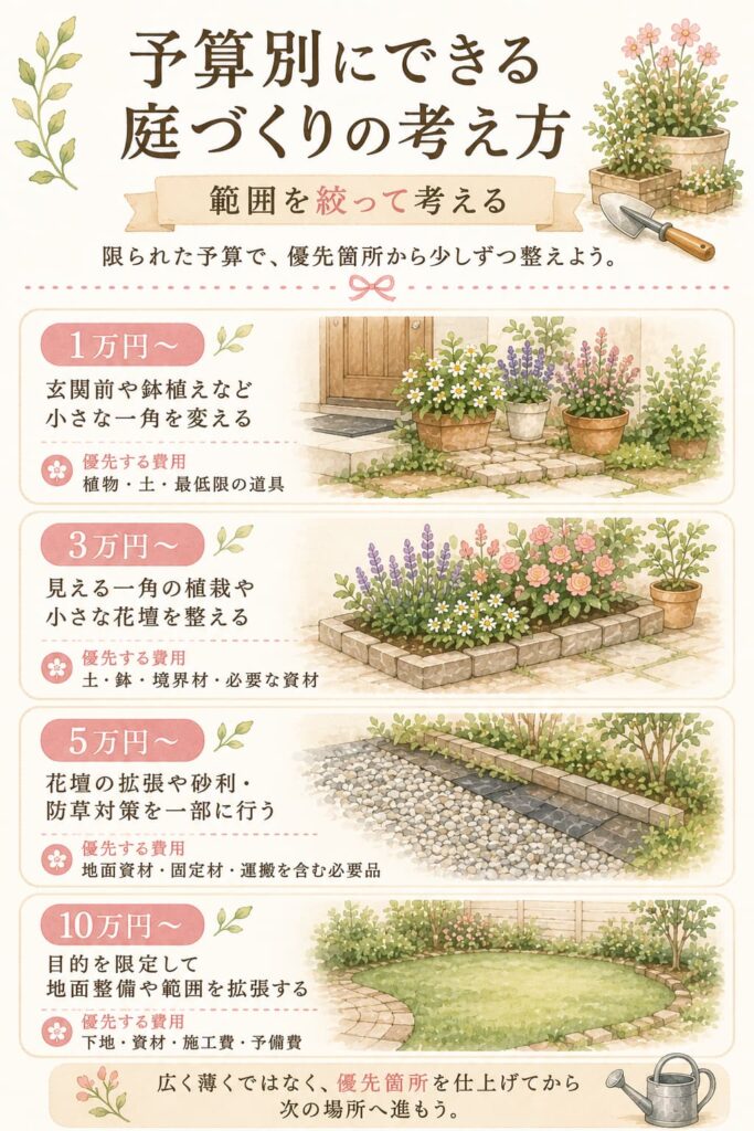 予算別にできる庭づくりは範囲を絞って考える