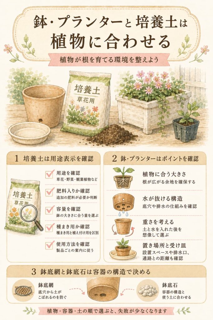 鉢・プランターと培養土は植物に合わせる