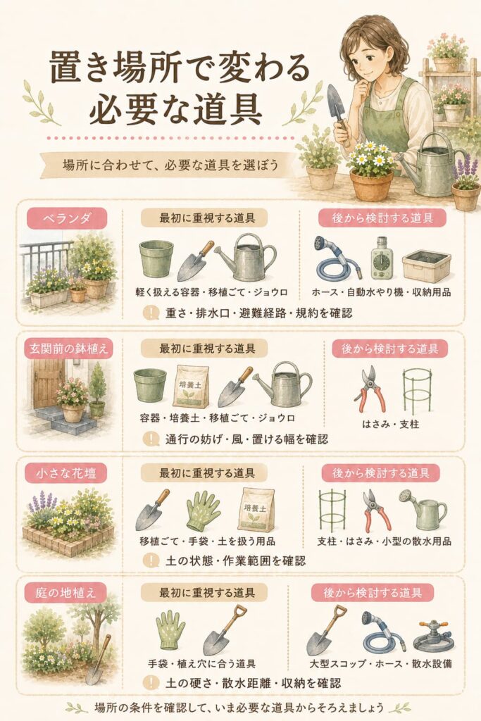 置き場所で変わる必要な道具