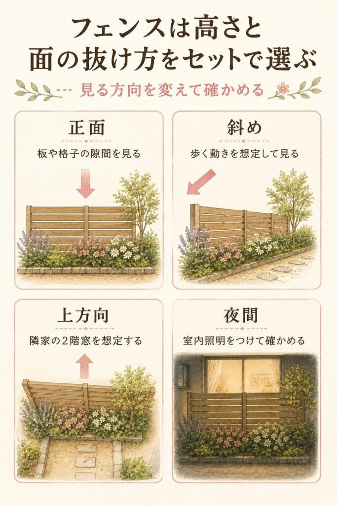 フェンスは高さと面の抜け方をセットで選ぶ