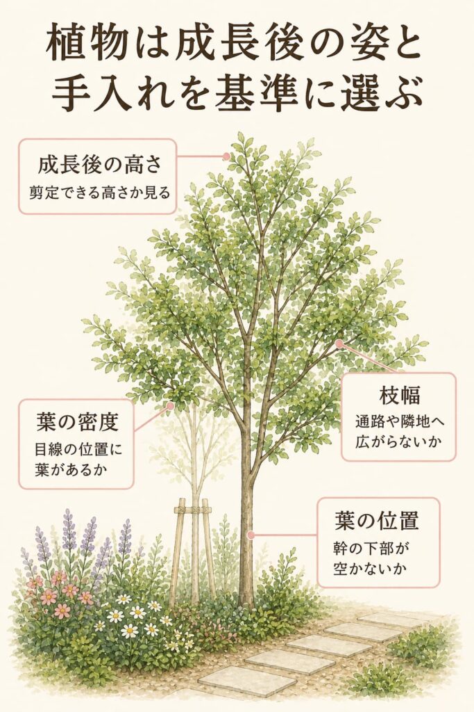 植物は成長後の姿と手入れを基準に選ぶ