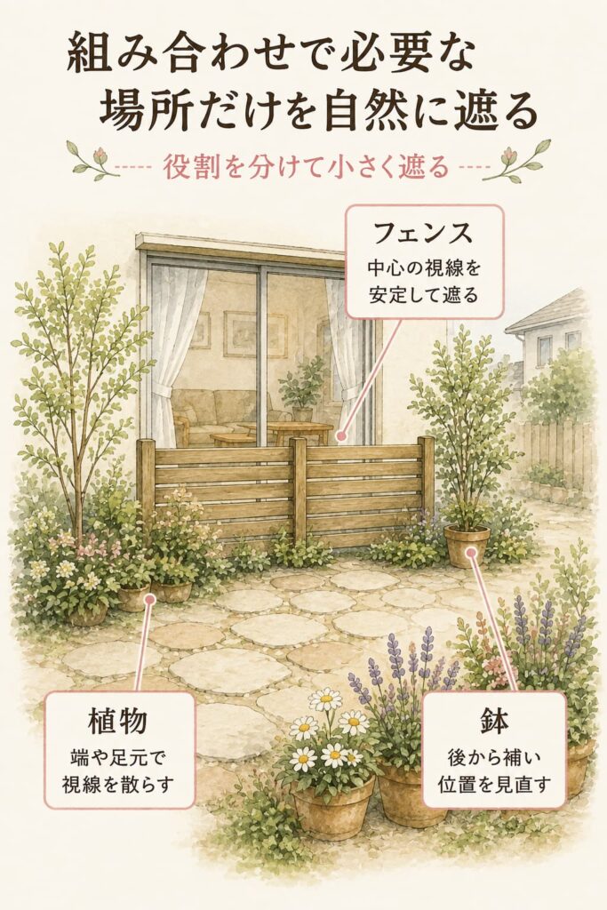 組み合わせで必要な場所だけを自然に遮る