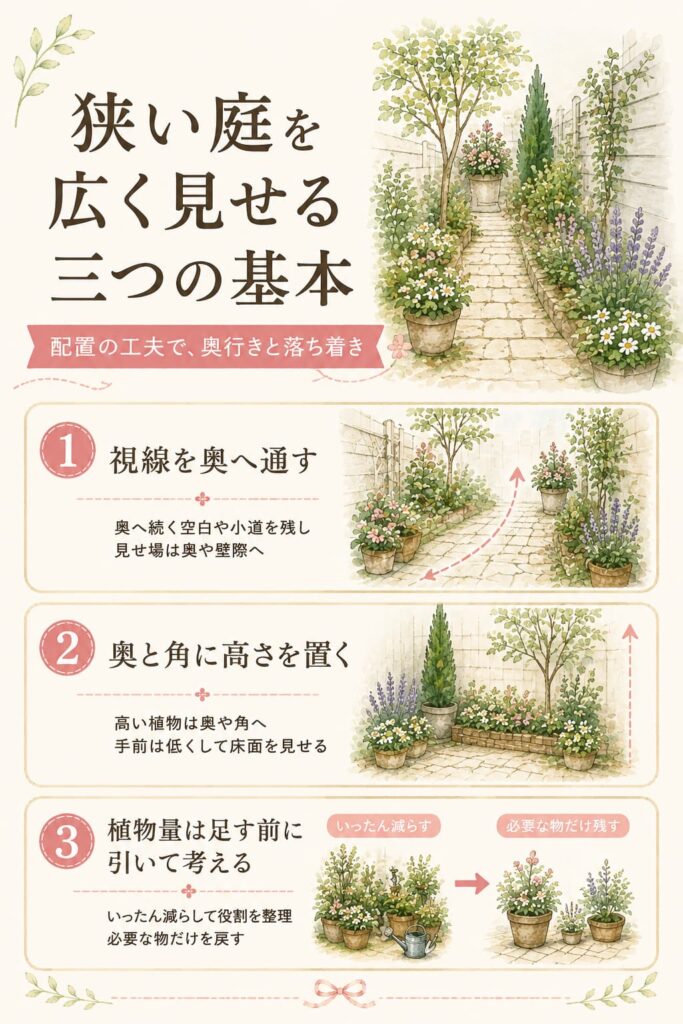 狭い庭を広く見せる三つの基本