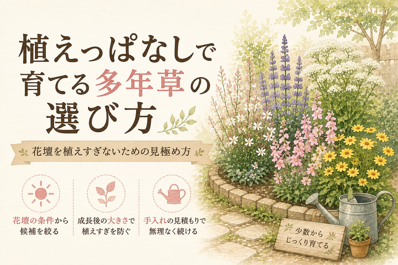 多年草の花壇のイラスト